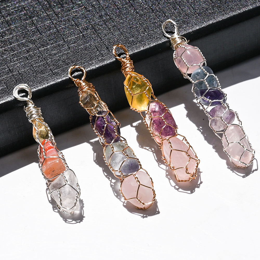 Natural Crystal Woven Pendants