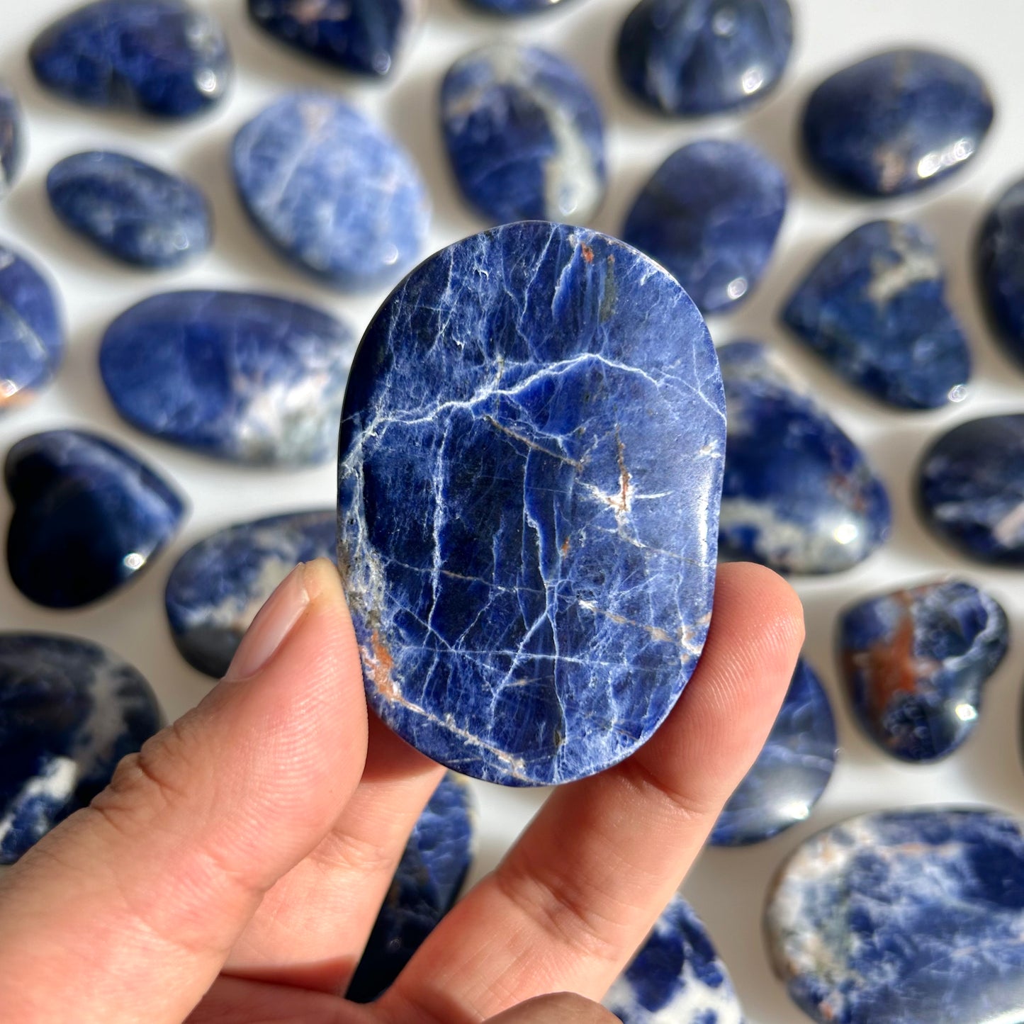 Sodalite Crystal Heart and Palm