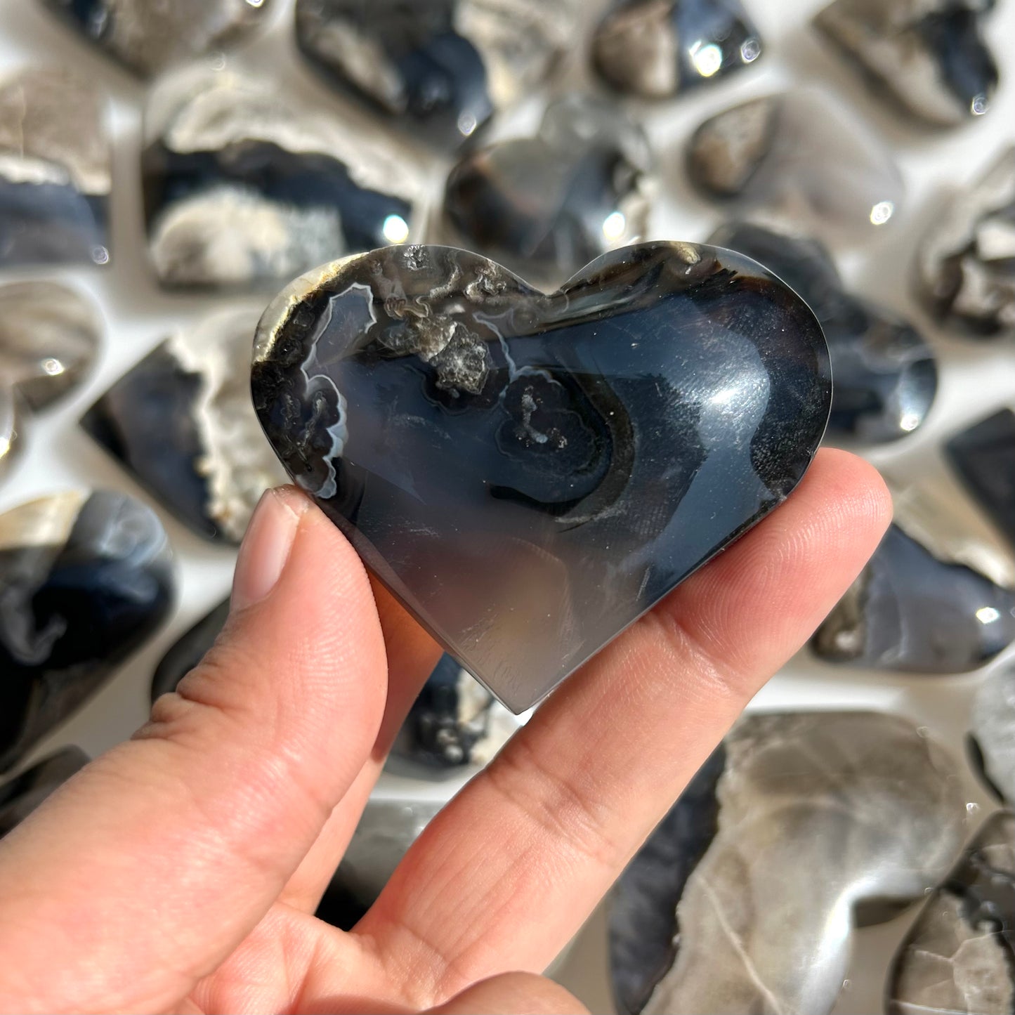 Volcano Agate Crystal Hearts