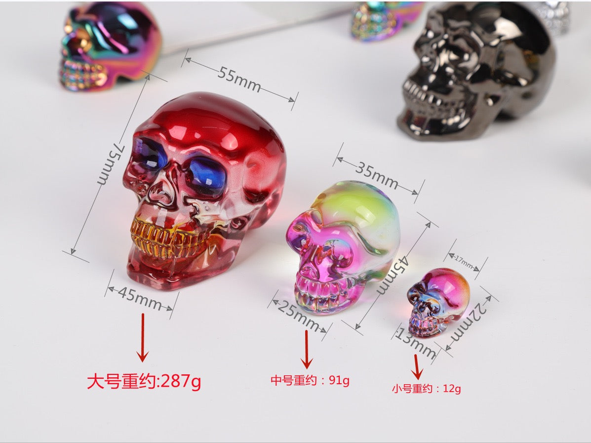 Aura glass skull carvings