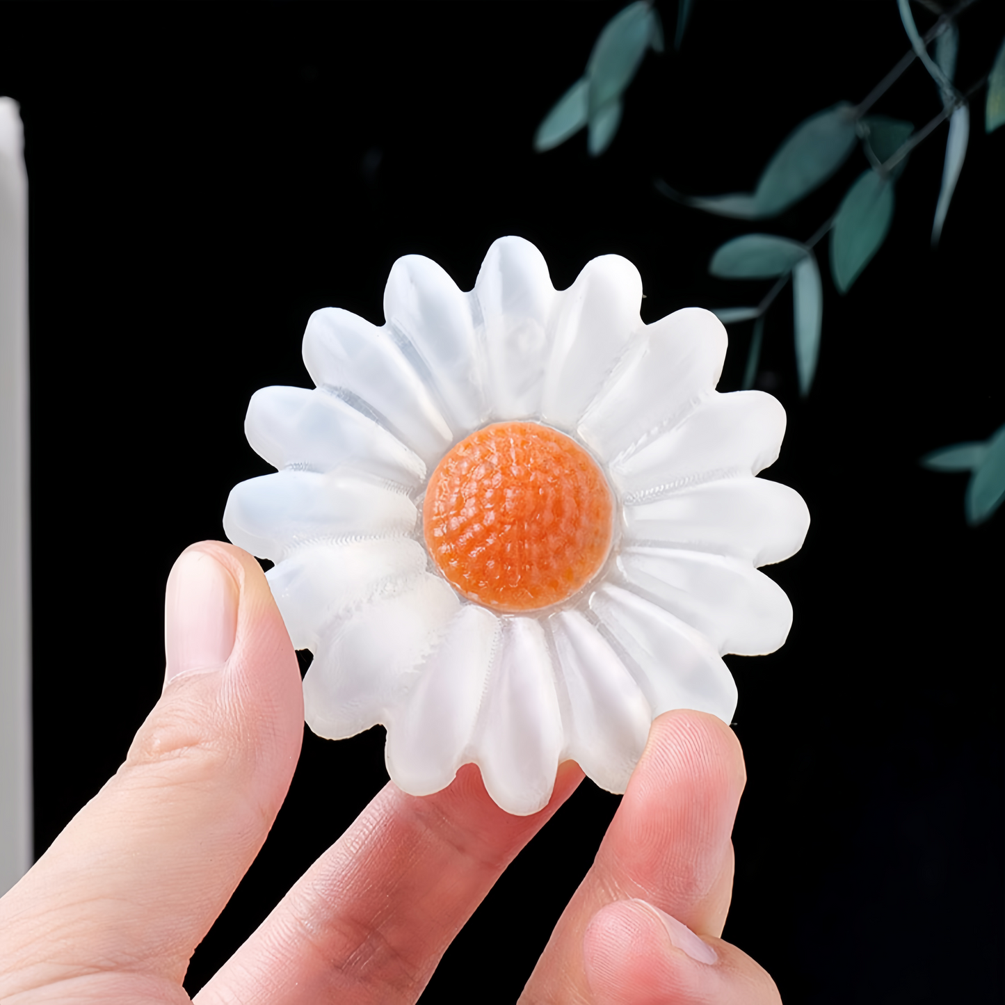 Selenite flower carvings