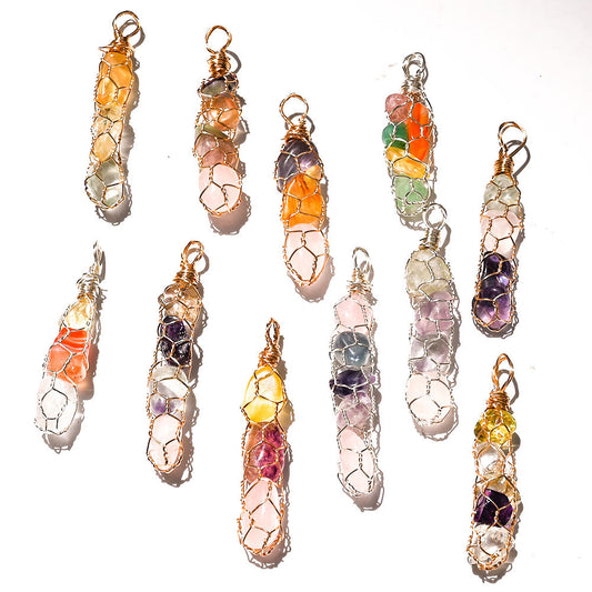 Natural Crystal Woven Pendants