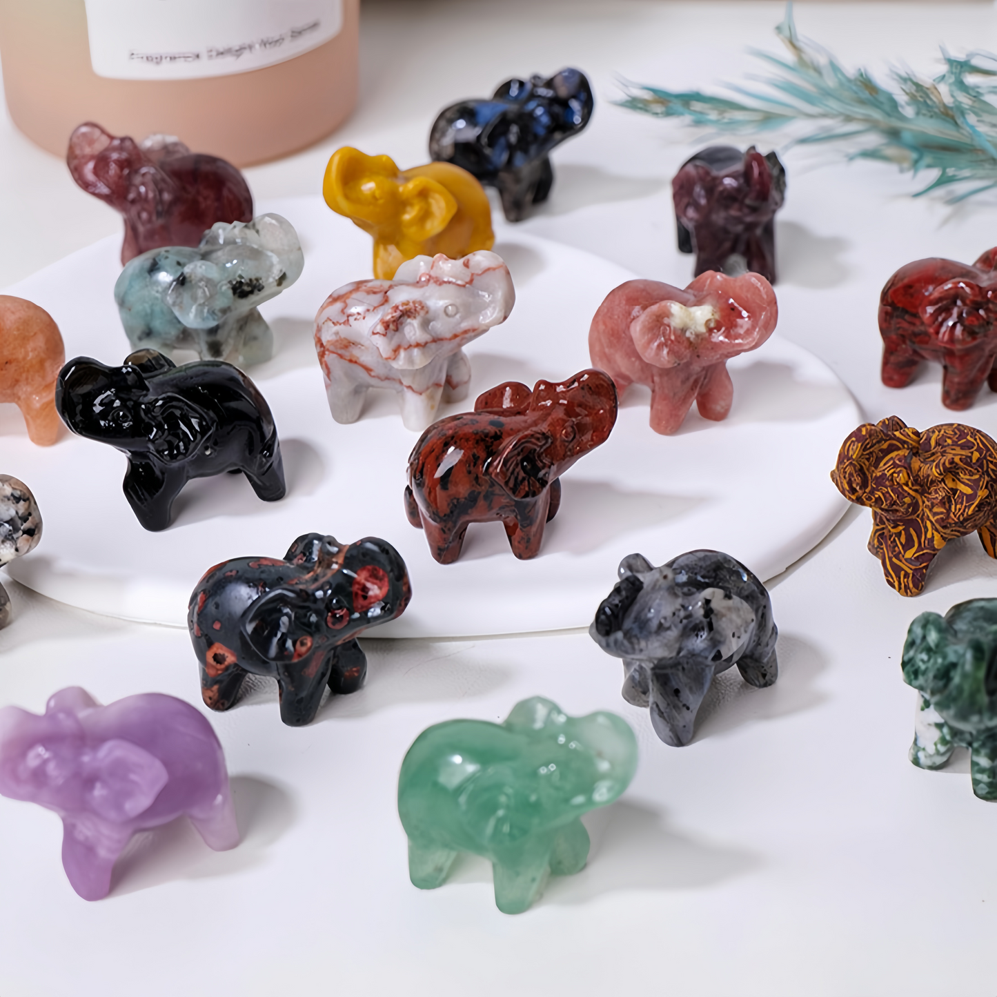 Crystal Elephant Carvings