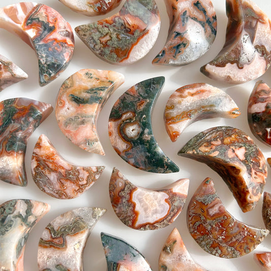 Red Moss Agate Moon Shape