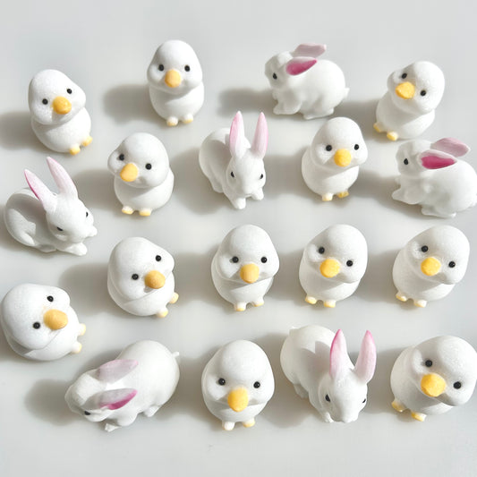 Cartoon Duck and Rabbit White Jade Carvings