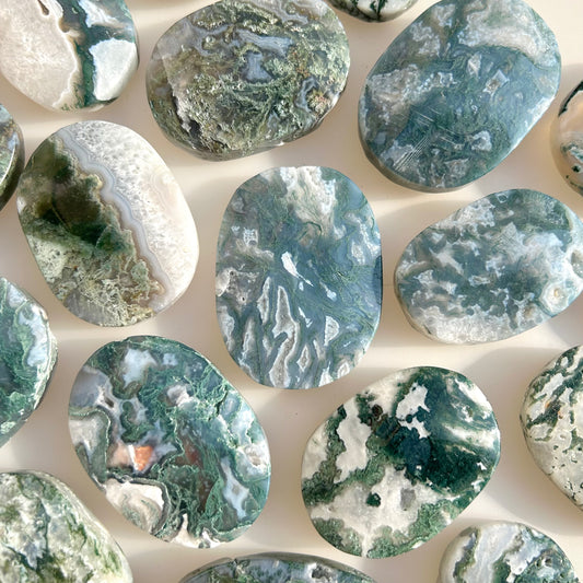 Moss Agate Crystal Palms