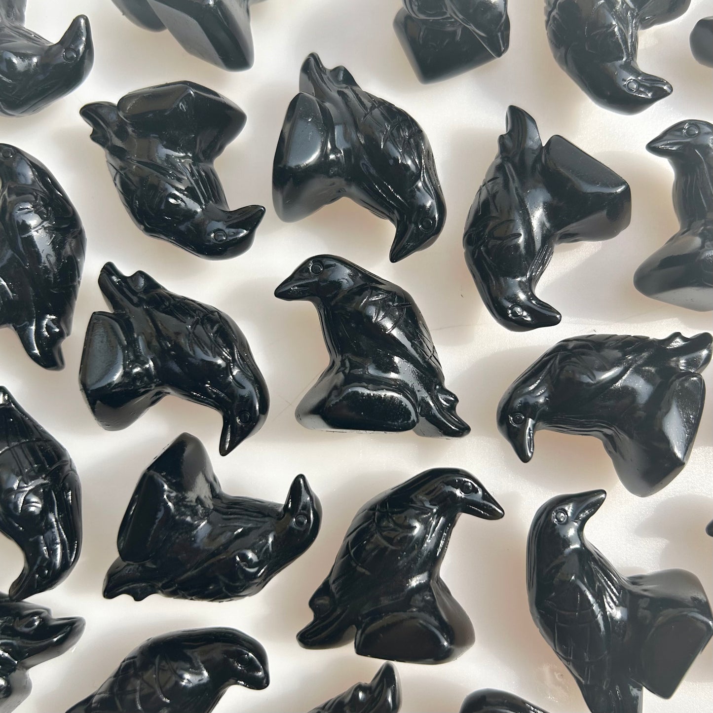 Obsidian Crow Carvings