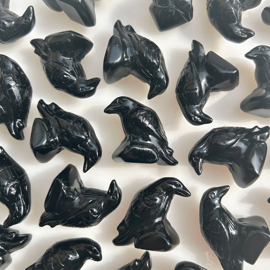 Obsidian Crow Carvings