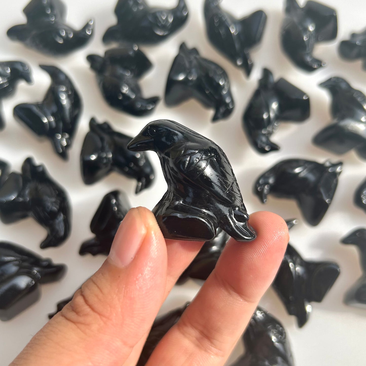 Obsidian Crow Carvings