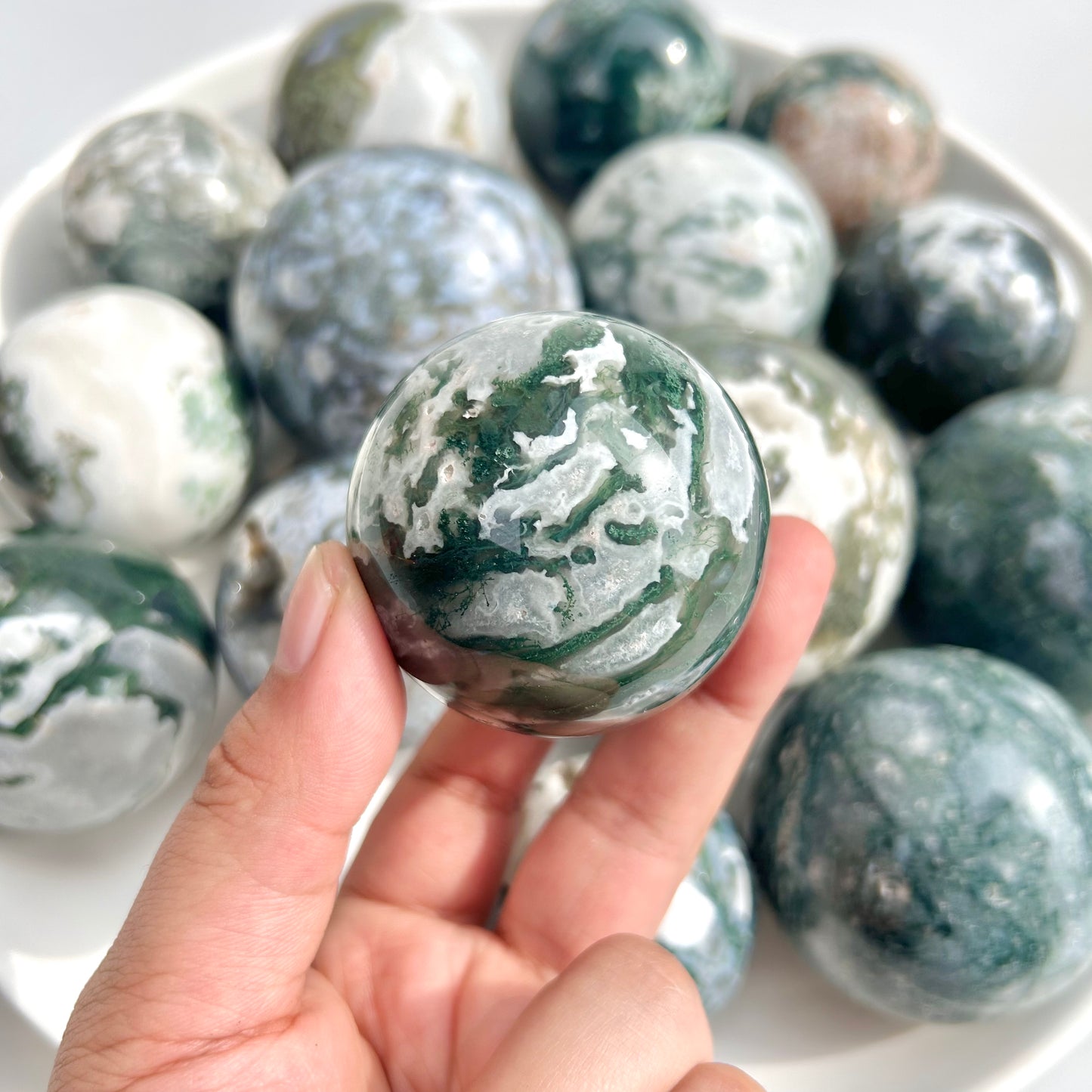 Moss Agate Crystal Sphere